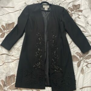 St. Anthony Evening Black Long Beaded Jacket Size 10